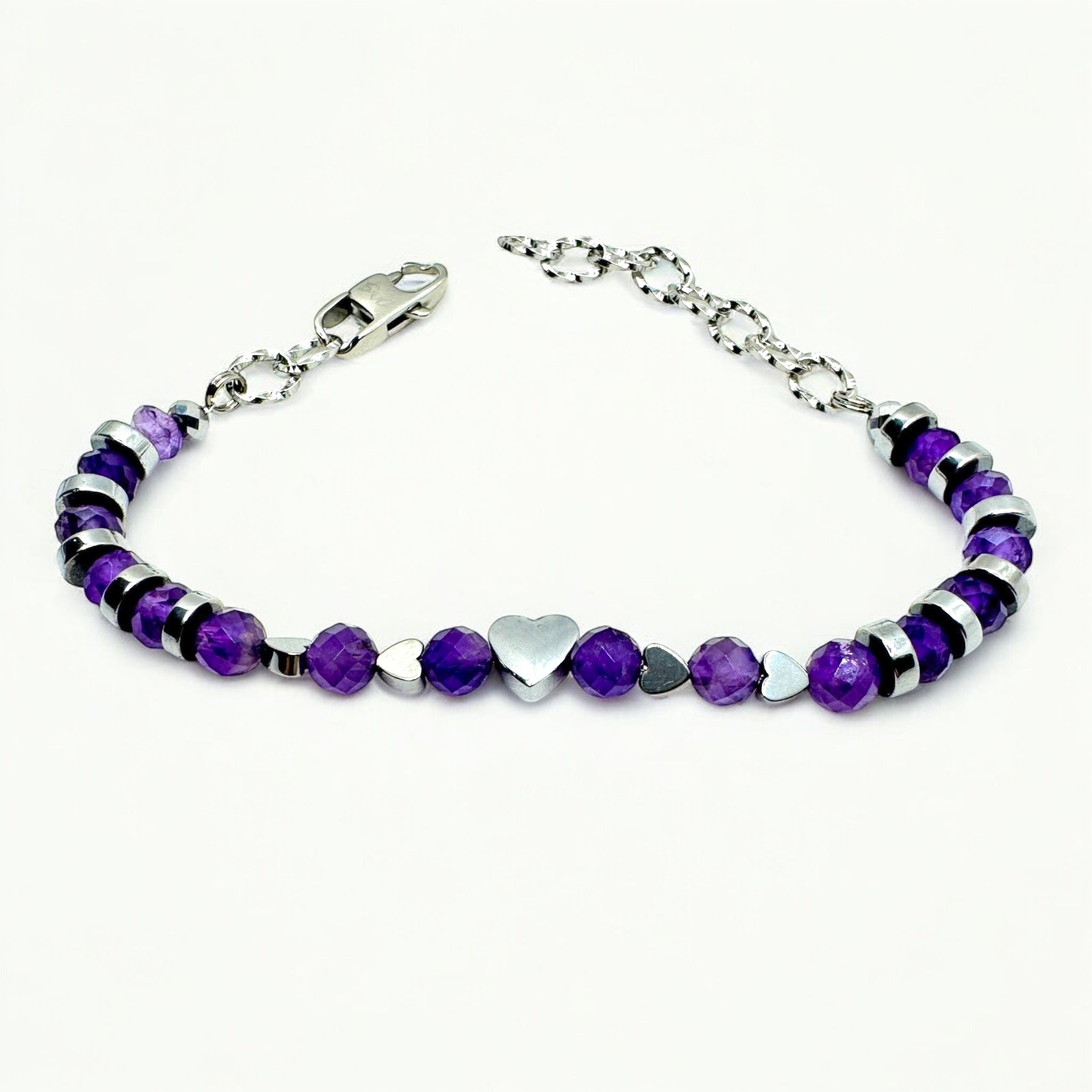 Bracciale Ametista sfaccettata con cuore Sharifa Crystals